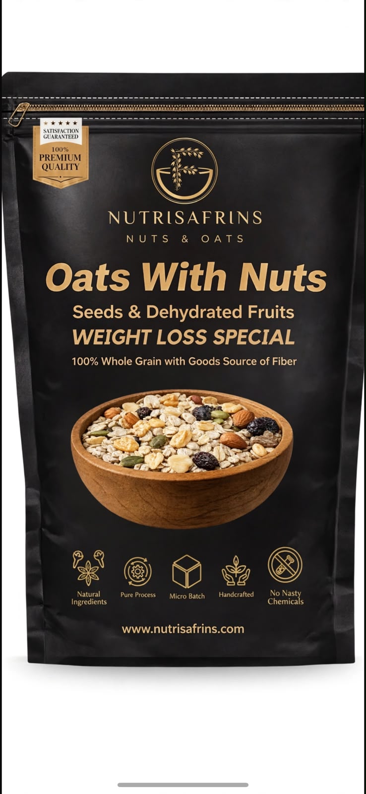 NutriSafrins Oats with Nuts, Seeds & Dehydrated Fruits – Healthy Breakfast Blend
